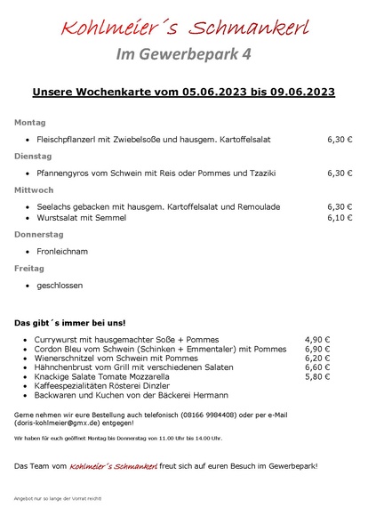 Datei:MA Info:Wochenkarte 05.06.2023 bis 09.06.2023.pdf