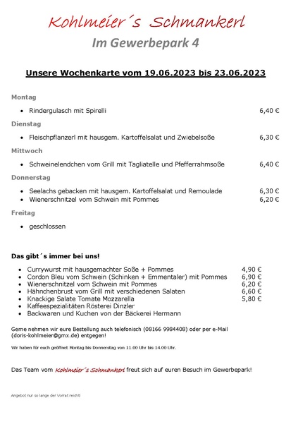 Datei:MA Info:Wochenkarte 19.06.2023 bis 23.06.2023.pdf