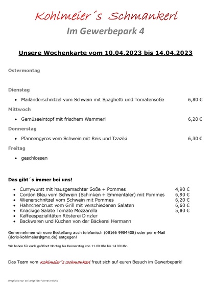 Datei:MA Info:Wochenkarte 10.04.2023 bis 14.04.2023.pdf