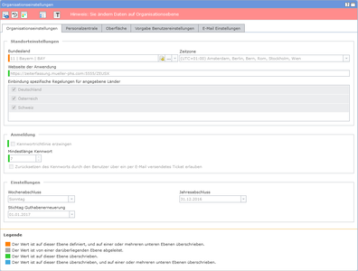 Organisationseinstellungen