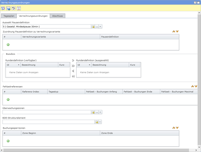 Verrechnungszuordnungen